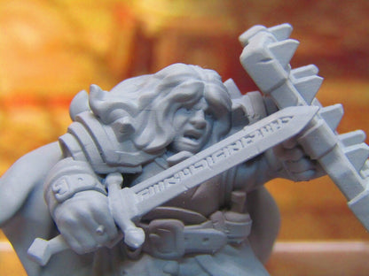 Dwarven Female Paladin Warrior Mini Miniature Dwarf 3D Printed Model 28/32mm