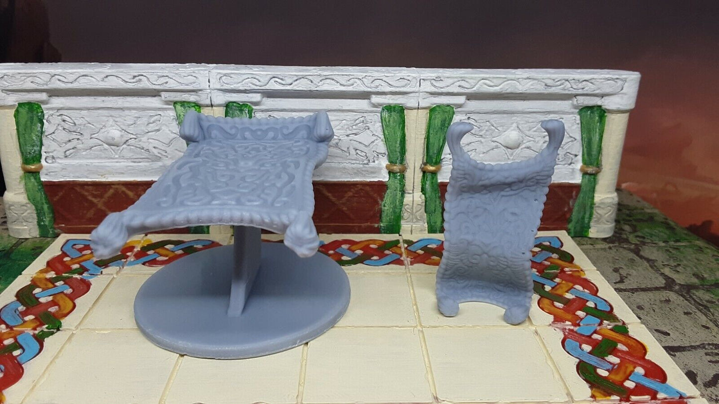 2 Piece Flying Carpet Rug Set Mini Miniature Figure D&D 3D Printed Resin