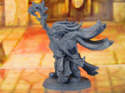 Hesur Stormbearer Wizard Sorcerer Magician w/ Staff Dwarf Mini Miniature 3D