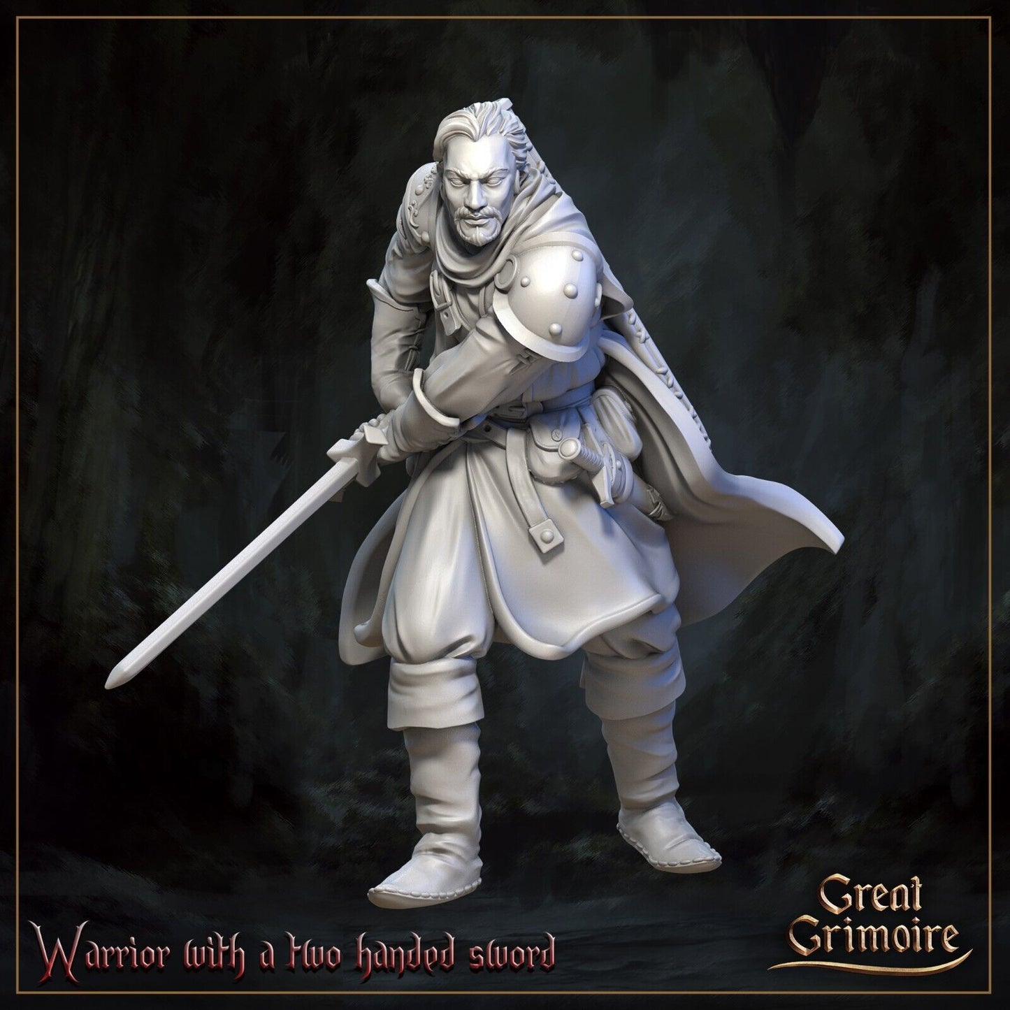 Warrior w/ Two Handed Sword Mini Miniature Model Figure RPG Tabletop Gaming D&D