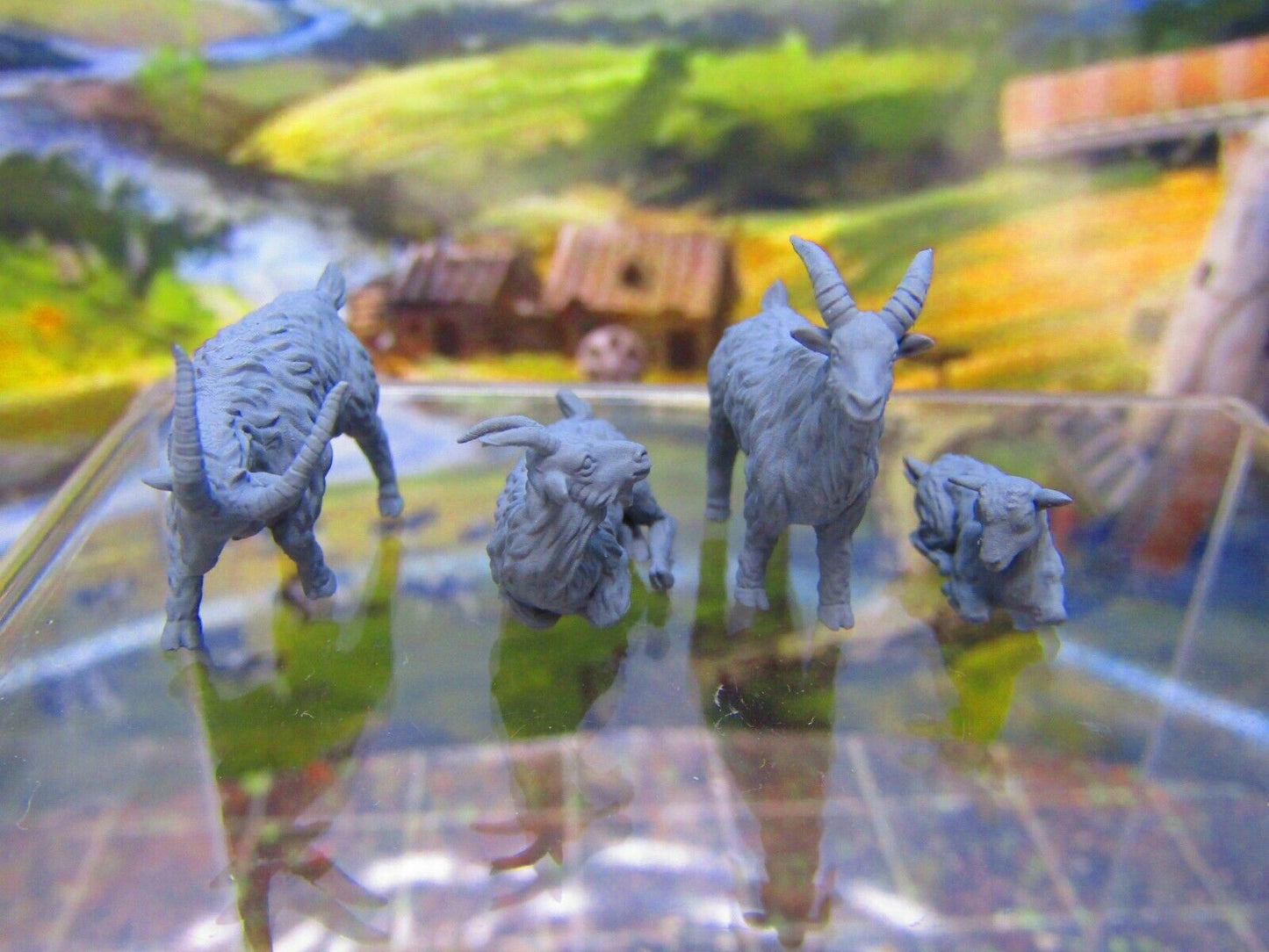 4pc Goats Set Farm Animals LIvestock Mini Miniature 3D Printed Figure Model