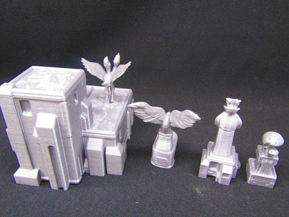 4pc Fountains and Statues Set Scenery Scatter Terrain 3D Printed Model 28/32mm