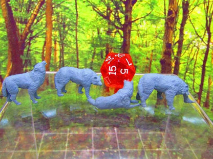 4pc Wolfpack / Wild Dogs Mongrels Set Mini Miniature 3D Printed Figure Model
