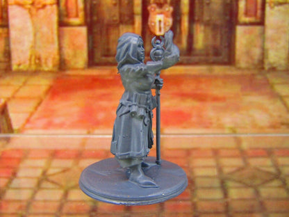 Dark Elf Sorceress Wizard w/ Staff Mini Miniature Figure 3D Printed Model
