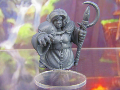 Dwarven Female Sorcerer Mini Miniature Figure 3D Printed Model 28/32mm Scale