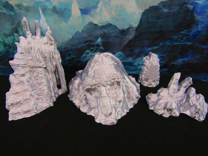 Buried Ruined Ancient Statue w/ Cairn Stone Scatter Terrain Scenery 3D Printed