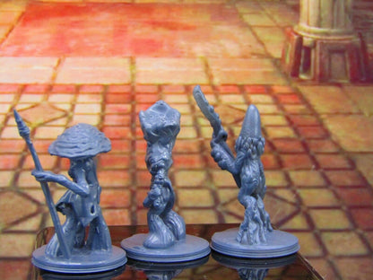 3pc Myconid Shroomie Mushroom Folk Set Mini Miniature Model Character Figure