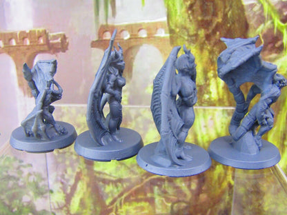 4pc Incubus, Succubus and Imps Demon Set Mini Miniatures 3D Printed Resin Model