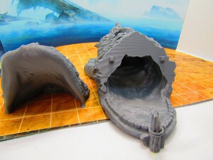 Large Beached Dead Whale Carcass Lair Hideout Terrain Scenery 3D Printed Model