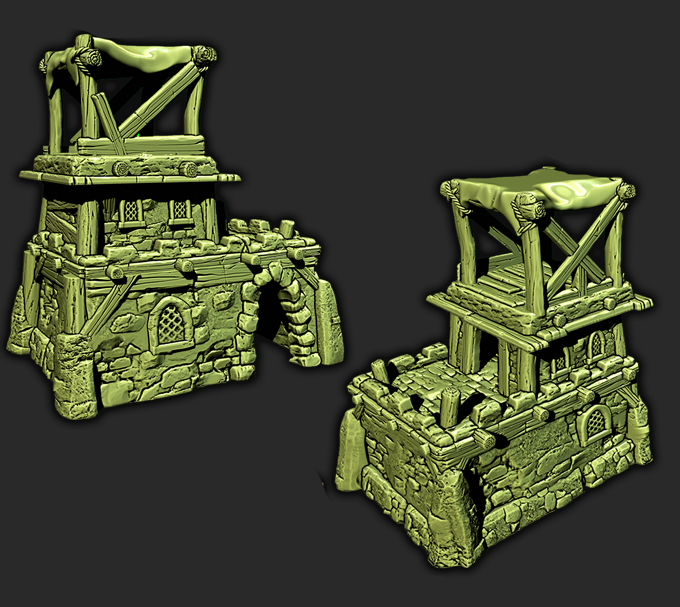 4 Piece 3 Floor Modular Desert Lookout Watchtower Scatter Terrain Scenery