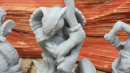 Lot of 4 Snakefolk Lizard People Mini Miniature Figure D&D 3D Printed Resin