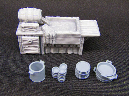 5pc Inn Tavern Restaurant Kitchen Sink & Dishes Set Scenery Scatter Terrain