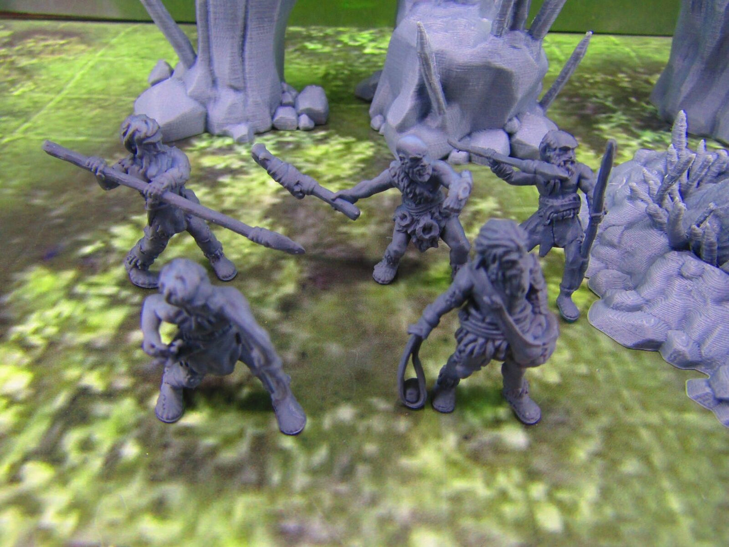8pc Mammoth Ambush Set W/ Prehistoric Cavemen Tribal Hunter Minis