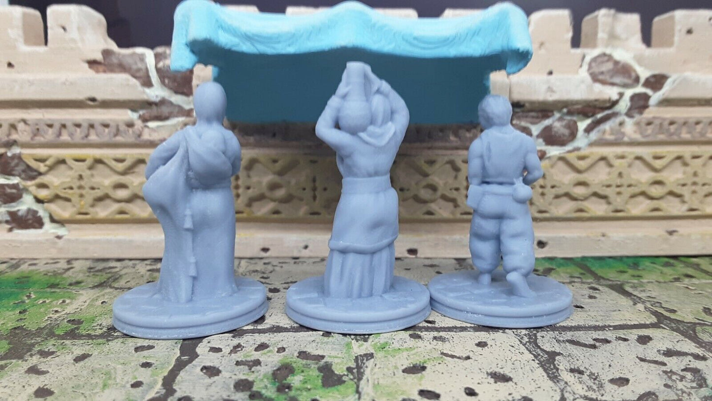 Market Patrons Villages Mini Miniatures Figure D&D Game 28-32MM 3D Printed Resin