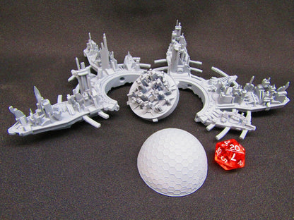 Gargantuan Space City Metropolis & Removeable Shield Starfinder Fleet Scale