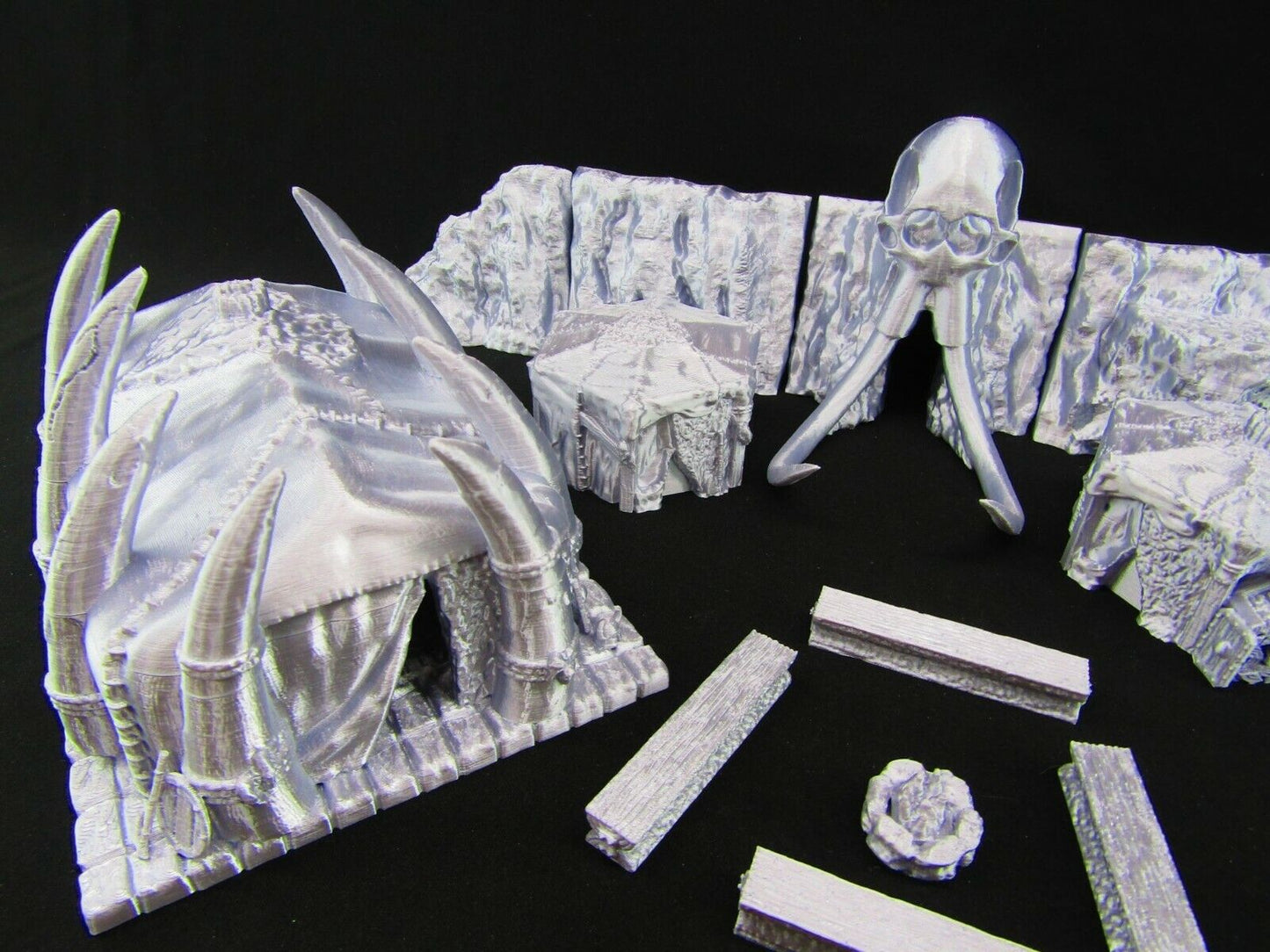 Barbarian Village Camp Set Scatter Terrain Scenery 3D Printed Mini Miniature