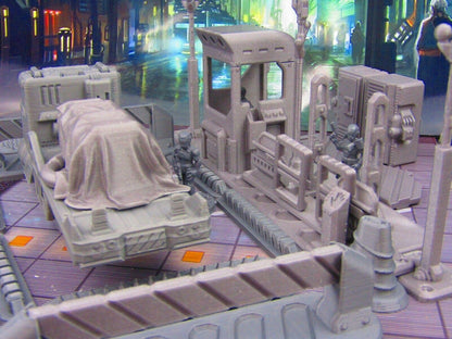 40pc Security Military Checkpoint Gate w/ Truck, Cargo & Minis Scenery SciFi