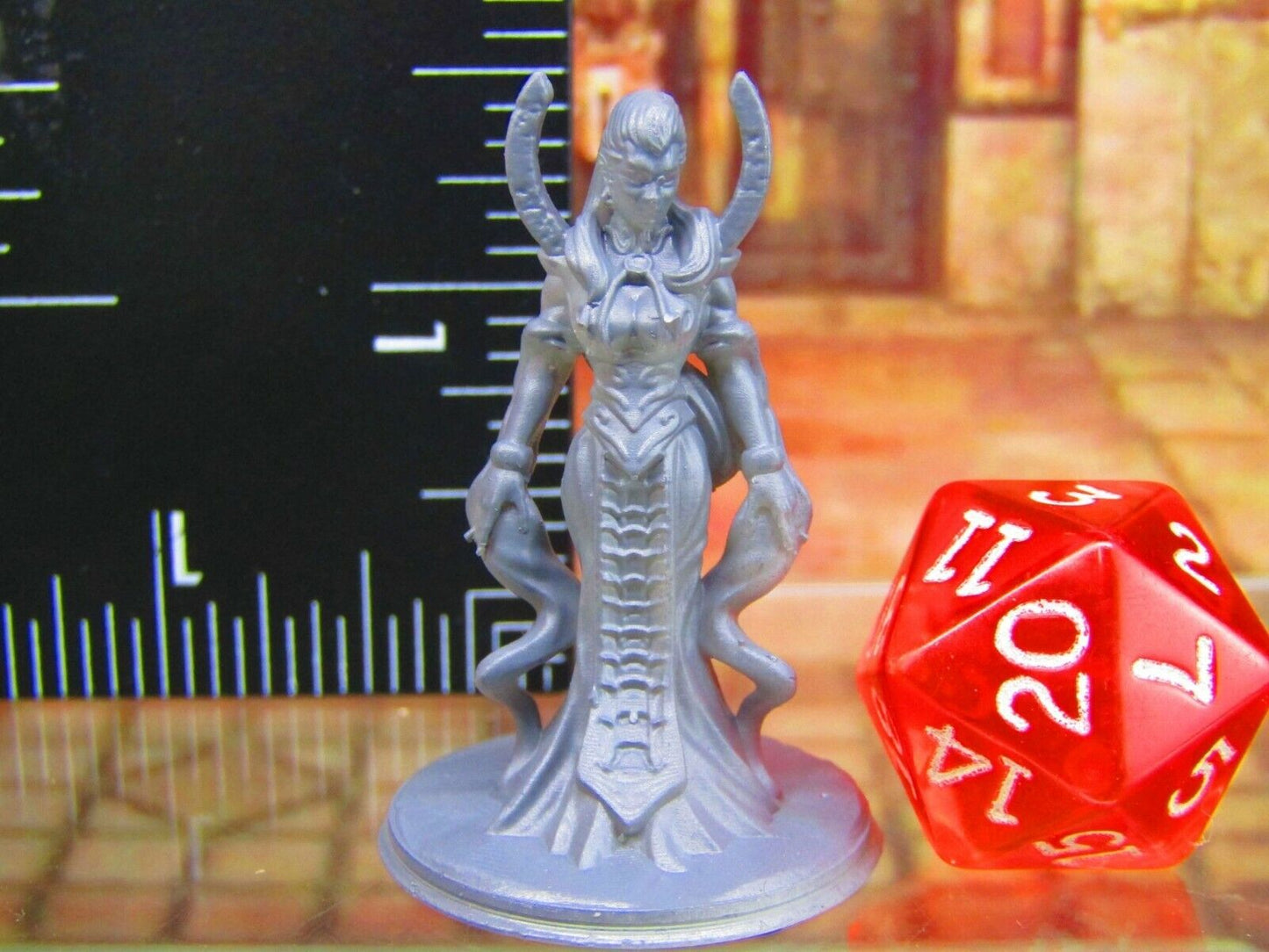 Dark Elf Evil Priestess Sorcerer Wizard Mini Miniature Figure 3D Printed Model