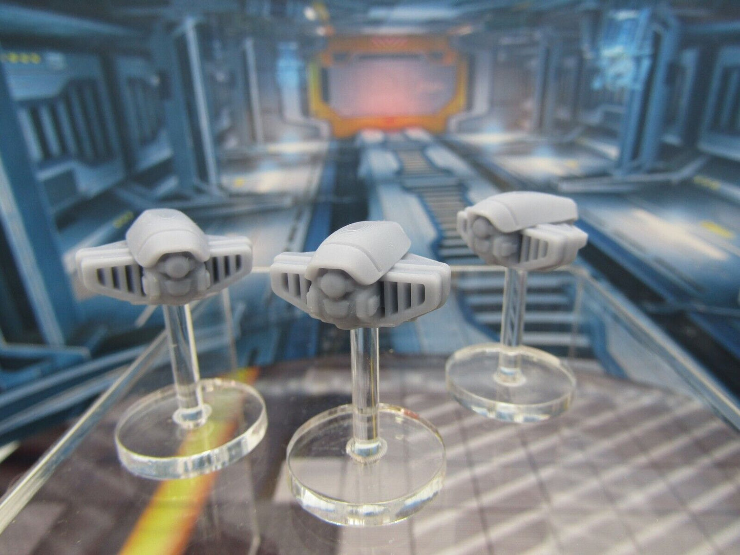 Lot of 3 Scout Drones w/ Flight Stands Mini Miniature 3D Printed Figure Model