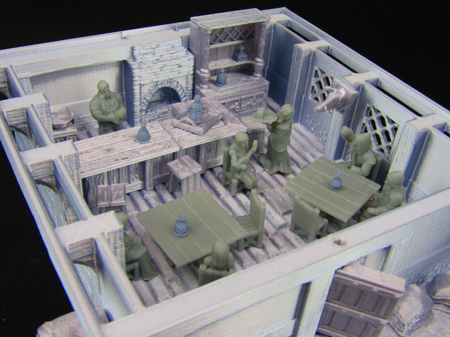 Furnished Bar Tavern Building w/ Patrons Scatter Terrain Scenery 3D Printed Mini