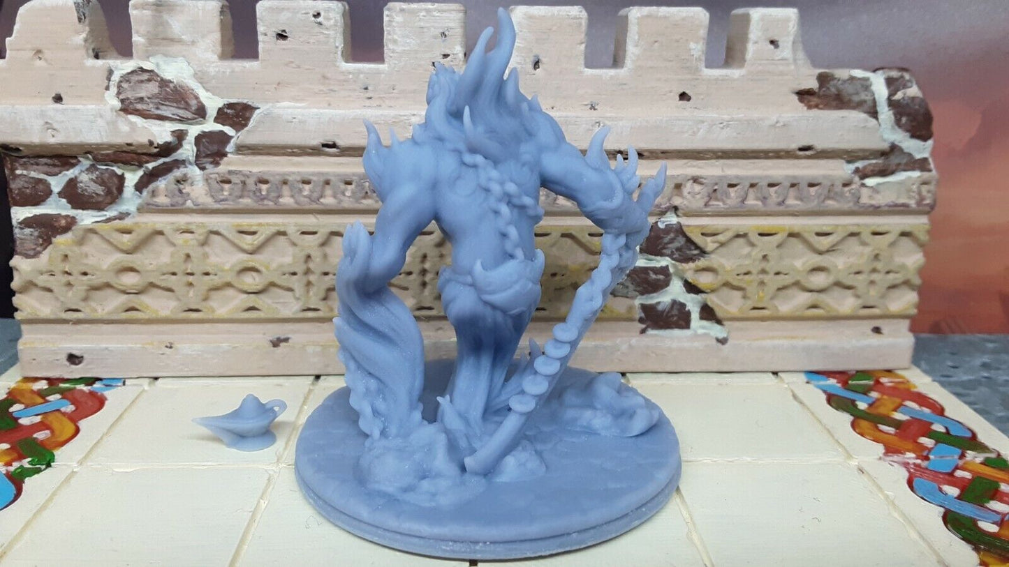 Fire Genie Djinn W/ Lamp Mini Miniatures Figure Tabletop Game 3D Printed Resin