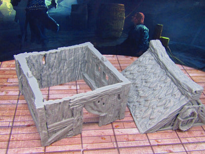 Fisherman's Shack with Shark Jaw & Removeable Roof Scenery Scatter Terrain Props