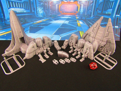Star Fighter Space Ship Pair Scenery Scatter Terrain 3D Printed Model 3D Print