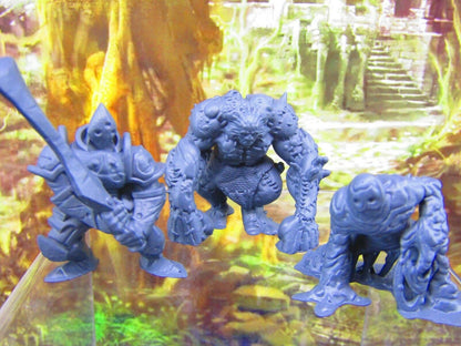 3pc Golem Set Clay, Flesh, Metal Mini Miniatures 3D Printed Resin Model
