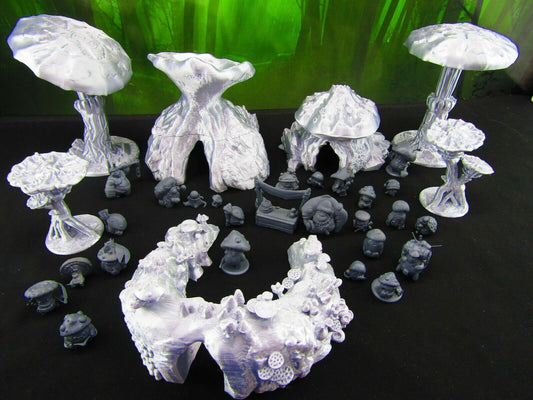 Mushroom Forest Myconid Shroomie Village Set w/ minis Scatter Terrain Scenery