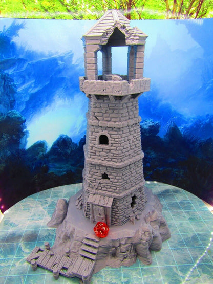 5 Floor Modular Ruined Stone Lighthouse Watchtower Terrain Scenery 28mm DnD