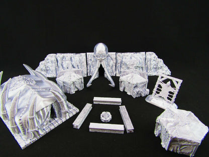 Barbarian Village Camp Set Scatter Terrain Scenery 3D Printed Mini Miniature