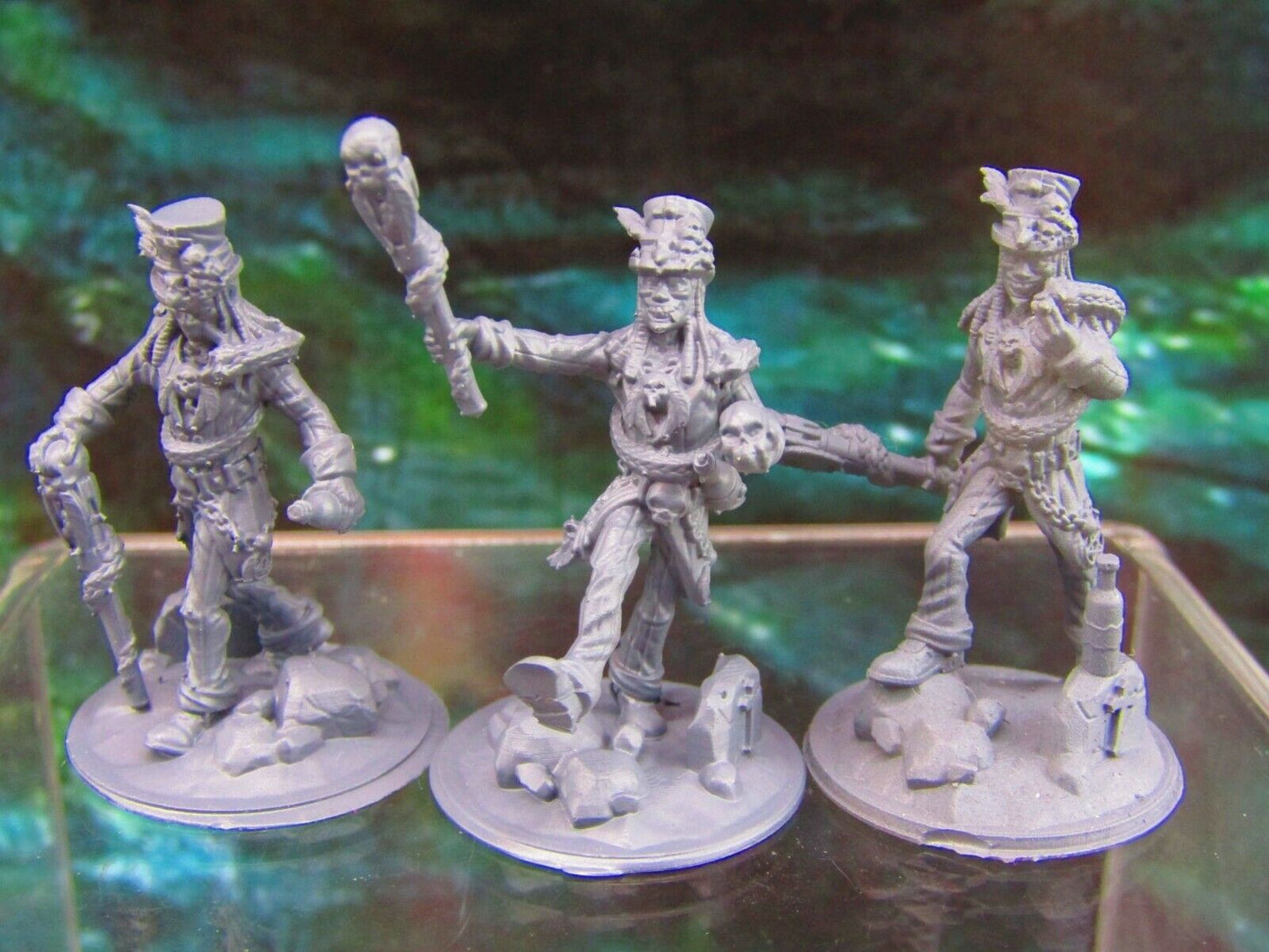 3pc Voodoo Priests Witch Doctors Mini Miniature Figure 3D Printed Model