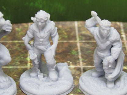 8 Piece Werewolves, Victims, and Hunters Miniature Mini 3D Printed Resin Models