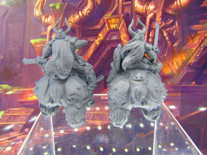 Dwarven King & Queen Pair Battle Ready on War Bears Miniature Figure 3D Print