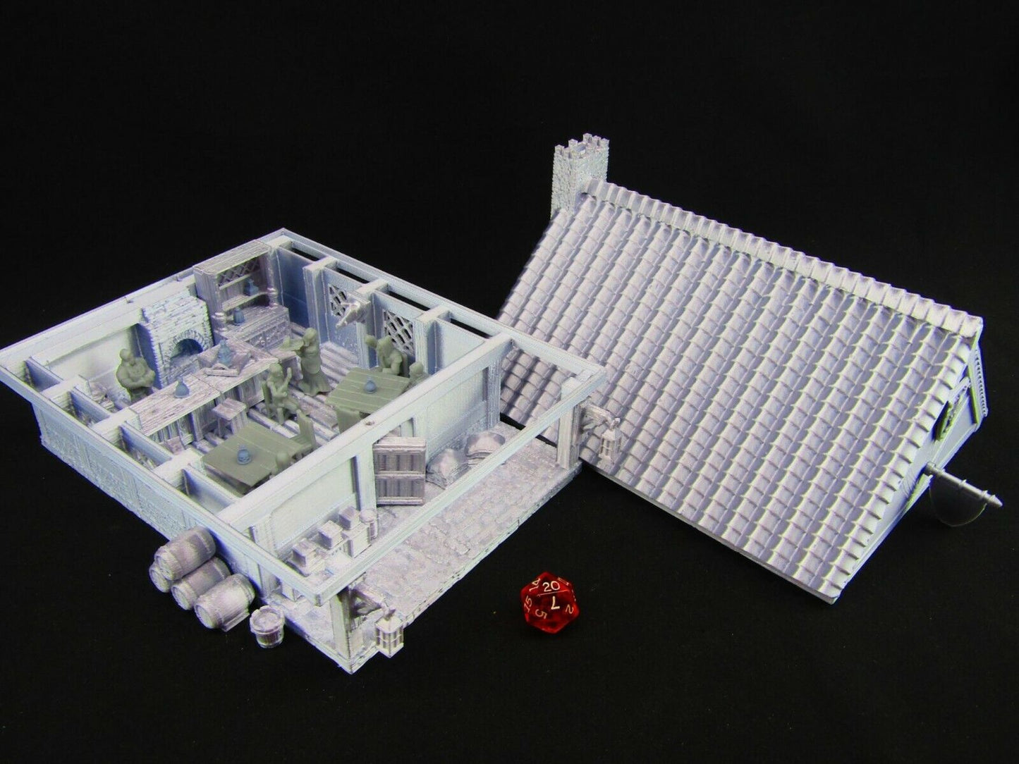 Furnished Bar Tavern Building w/ Patrons Scatter Terrain Scenery 3D Printed Mini