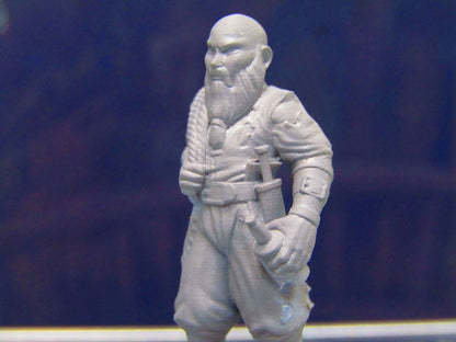 Bearded Human Pirate Crewman w/ Liquor Bottle Miniature Figure 3D Printed Model