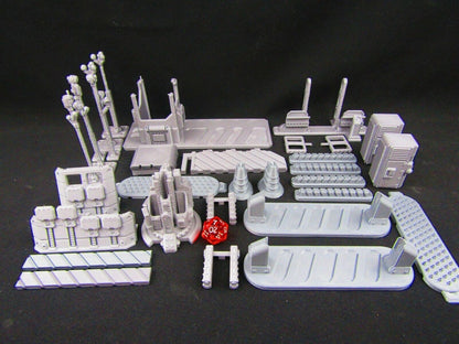 31pc Security Military Checkpoint Gate Scenery Scatter Terrain 3D Printed Model