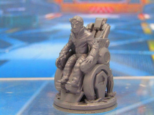 Sci Fi Professor Scientist in Hover Wheelchair Mini Miniature 3D Printed Model