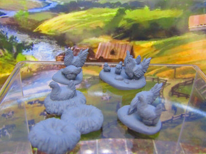 4pc Chickens Farm Animals LIvestock Mini Miniature 3D Printed Figure Model 28/32