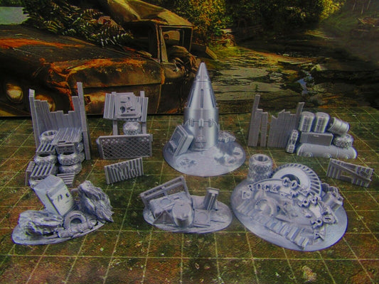 9pc Junkyard Metal Scrap Yard Set Scatter Terrain Scenery Wasteland Apocalypse