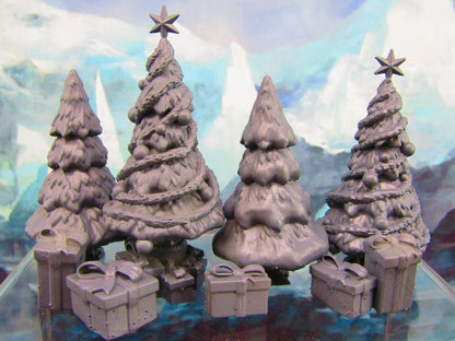 9pc Christmas Tree & Gifts Set Scatter Terrain Scenery Tabletop Gaming Mini