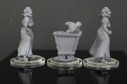 3pc Snow White & Minecart Dwarf Mini Miniature RPG Tabletop Gaming Wargaming D&D