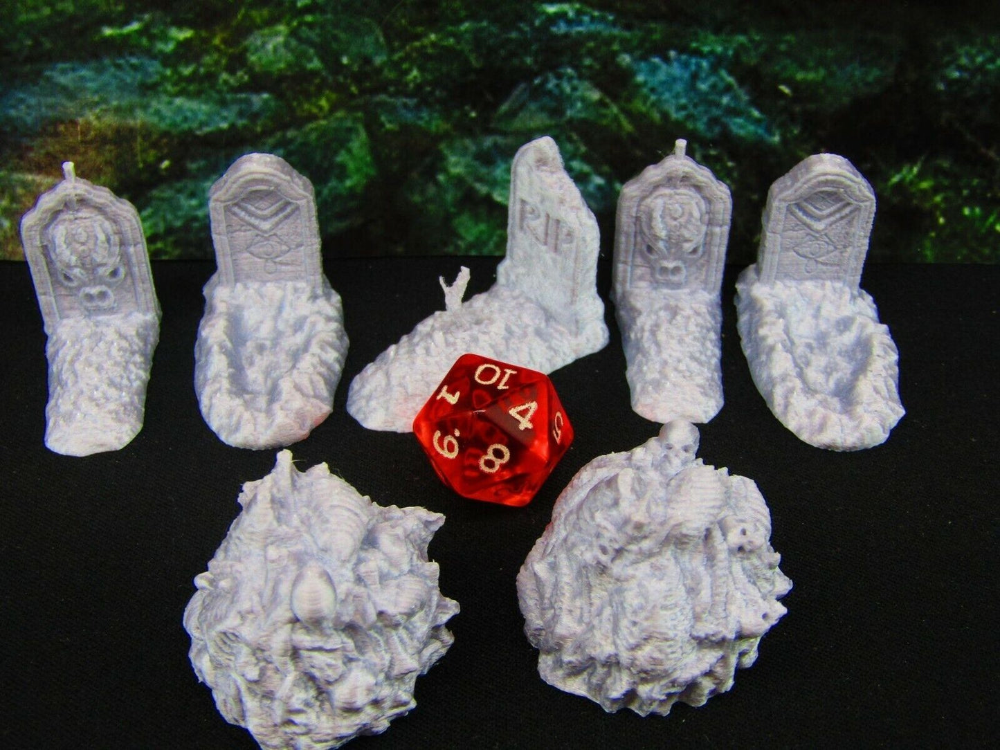 7pc Disturbed Graves and Bonepiles Graveyard Cemetery Scatter Terrain Scenery
