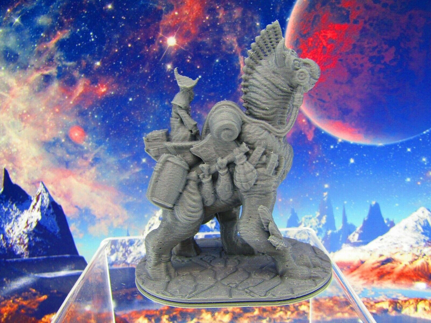 Alien Pack Beast Monster w/ Rider Mini Miniature Figure 3D Printed Model 28/32mm