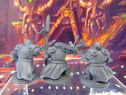 3pc Dwarf Spearmen Fighters Soldiers Mini Miniature Figure 3D Printed Model DnD