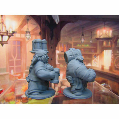 Dwarven Bartender and Waitress Mini Miniature Dwarf 3D Printed Model 28/32mm