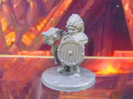 Female Gray Dwarf Warrior w/ Hammer and Shield Mini Miniature Figure 3D Printed