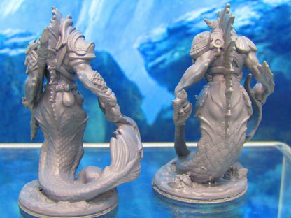 Merrow Merman Monster Sea Creature Pair Mini Miniature Figure 3D Printed Model