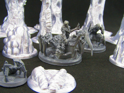 Spider Lair w/ Spiders & Spider Elf Hybrids Scatter Terrain Scenery 3D Print