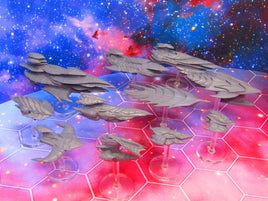 11pc The Hive Bioship Fleet Space War Gaming Set w/ Flight Stands & Rods